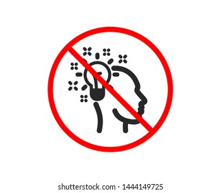 No Or Stop. Idea Icon. Human Head With Light Bulb Sign. Inspiration Symbol. Prohibited Ban Stop Symbol. No Idea Icon. Vector