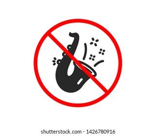 No or Stop. Jazz icon. Saxophone Musical instrument sign. Music symbol. Prohibited ban stop symbol. No jazz icon. Vector