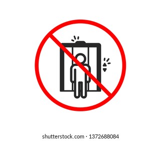 No or Stop. Lift icon. Elevator sign. Transportation between floors symbol. Prohibited ban stop symbol. No elevator icon. Vector
