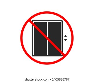 No or Stop. Lift icon. Elevator sign. Transportation between floors symbol. Prohibited ban stop symbol. No lift icon. Vector