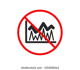 No or Stop. Line chart icon. Financial growth graph sign. Stock exchange symbol. Prohibited ban stop symbol. No investment icon. Vector
