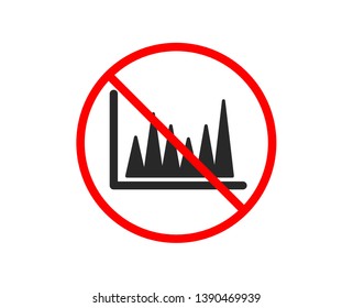 No or Stop. Line chart icon. Financial growth graph sign. Stock exchange symbol. Prohibited ban stop symbol. No line graph icon. Vector