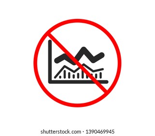 No or Stop. Line chart icon. Financial growth graph sign. Stock exchange symbol. Prohibited ban stop symbol. No trade infochart icon. Vector