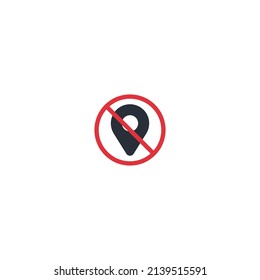 No or Stop. Location icon. Map pointer sign. Prohibited ban stop symbol. No location icon. Vector. Location Not Found Icon, Map and Navigation Place and other Icon For User Interface Or Website.