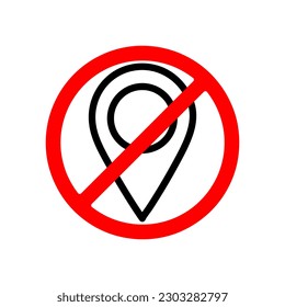 Nein oder Stopp. Ortssymbol. Kartenzeigerzeichen. Kein Ortssymbol. Vector icon.eps