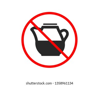 No or Stop. Milk jug for coffee icon. Fresh drink sign. Beverage symbol. Prohibited ban stop symbol. No milk jug icon. Vector