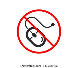 No or Stop. Mouse icon. Computer component device sign. Prohibited ban stop symbol. No computer mouse icon. Vector