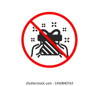 No or Stop. New year present icon. Christmas gift box sign. Surprise symbol. Prohibited ban stop symbol. No gift icon. Vector