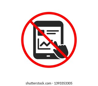 No or Stop. Online Education icon. Tablet PC sign. Web presentation with Charts symbol. Prohibited ban stop symbol. No internet report icon. Vector