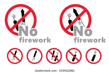 No Stop Open Firework Fireworks Rocket Glyph Sparkler Dynamite Bomb Forbidden Safety First Caution Warning Danger Attention Fun Funny No Ban Stop Symbol Vector Icon Icons Sign Explosives Explosive