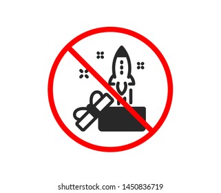 No or Stop. Out of the box icon. Launch Project sign. Startup symbol. Prohibited ban stop symbol. No innovation icon. Vector