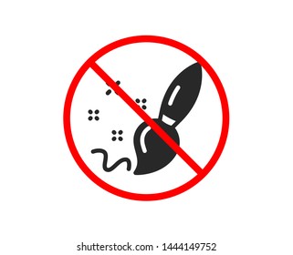 No or Stop. Paint brush icon. Creativity sign. Graphic art symbol. Prohibited ban stop symbol. No paint brush icon. Vector
