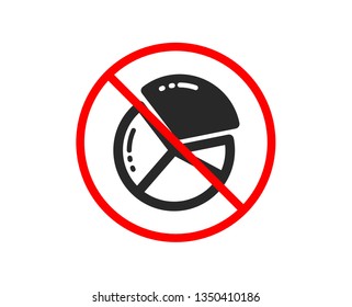 No or Stop. Pie chart icon. Presentation graph sign. Market analytics symbol. Prohibited ban stop symbol. No pie chart icon. Vector