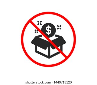No or Stop. Post package icon. Paid service sign. Prohibited ban stop symbol. No post package icon. Vector