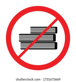 No or stop reading symbol vector, isolated on white. Don't bring books in.  
