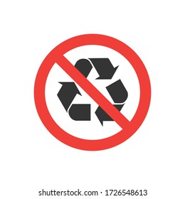 No Or Stop. Recycle Arrow Icon. Recycling Symbol. Vector Illustration