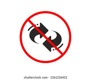 No or Stop. Refresh, change arrow icon. Rotation Arrowhead symbol. Navigation pointer sign. Prohibited ban stop symbol. No refresh icon. Vector