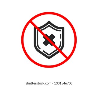 No or Stop. Reject protection icon. Decline shield sign. No security. Prohibited ban stop symbol. No reject protection icon. Vector