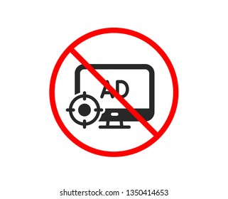 No or Stop. Seo adblock icon. Search engine optimization sign. Target symbol. Prohibited ban stop symbol. No seo adblock icon. Vector