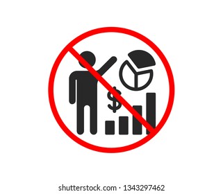 No or Stop. Seo statistics icon. Search engine optimization sign. Analytics chart symbol. Prohibited ban stop symbol. No seo statistics icon. Vector
