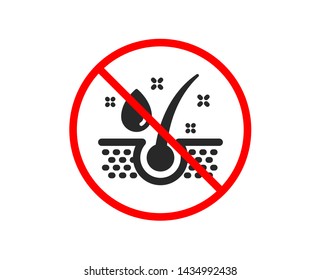No or Stop. Serum oil drop icon. Hair care sign. Prohibited ban stop symbol. No serum oil icon. Vector