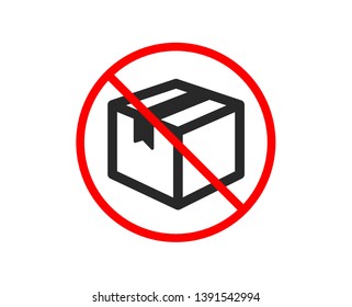 No or Stop. Shipping box icon. Logistics delivery sign. Parcels tracking symbol. Prohibited ban stop symbol. No parcel icon. Vector