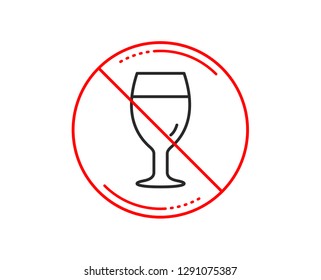 No or stop sign. Beer glass line icon. Pub Craft beer sign. Brewery beverage symbol. Caution prohibited ban stop symbol. No  icon design.  Vector