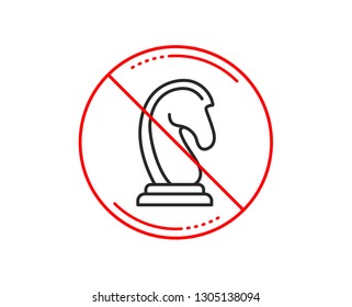 No or stop sign. Chess Knight line icon. Marketing strategy symbol. Business targeting sign. Caution prohibited ban stop symbol. No  icon design.  Vector