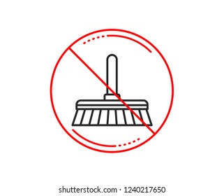 No or stop sign. Cleaning mop line icon. Sweep or Wash a floor symbol. Washing Housekeeping equipment sign. Caution prohibited ban stop symbol. No  icon design.  Vector