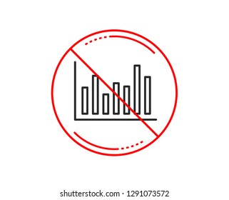 No or stop sign. Column chart line icon. Financial graph sign. Stock exchange symbol. Business investment. Caution prohibited ban stop symbol. No  icon design.  Vector
