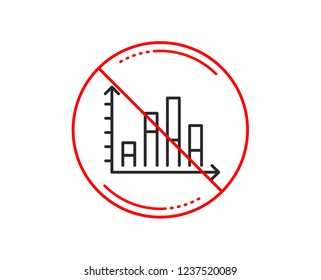 No or stop sign. Diagram graph line icon. Column chart sign. Market analytics symbol. Caution prohibited ban stop symbol. No  icon design.  Vector