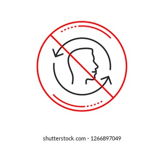 No or stop sign. Face scanning repeat line icon. Face id update sign. Head symbol. Caution prohibited ban stop symbol. No  icon design.  Vector