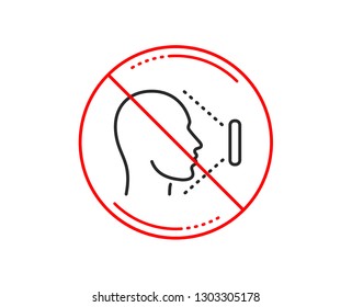 No or stop sign. Face scanning line icon. Phone Face id sign. Head identification symbol. Caution prohibited ban stop symbol. No  icon design.  Vector