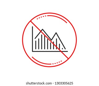 No or stop sign. Financial chart line icon. Economic graph sign. Stock exchange symbol. Business investment. Caution prohibited ban stop symbol. No  icon design.  Vector