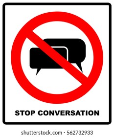 No, stop sign, forbidden. Head talking. Silhouette of a head with sound waves. Ban the Dissemination of information, gossip. Censorship.