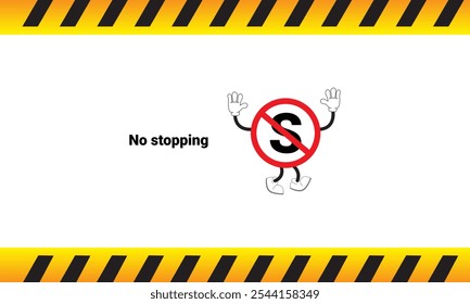 No stop sign graphic vector illustration
with cartoon characters. Graphic design is suitable for children's education, story books, or traffic safety materials. vector illustration