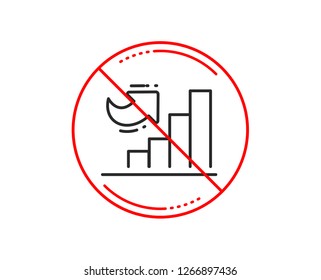 No or stop sign. Growth chart line icon. Column graph sign. Market analytics symbol. Caution prohibited ban stop symbol. No  icon design.  Vector