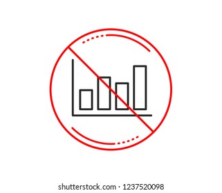 No or stop sign. Histogram Column chart line icon. Financial graph sign. Stock exchange symbol. Business investment. Caution prohibited ban stop symbol. No  icon design.  Vector