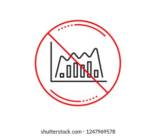 No or stop sign. Investment chart line icon. Economic graph sign. Stock exchange symbol. Business finance. Caution prohibited ban stop symbol. No  icon design.  Vector