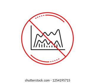 No or stop sign. Investment chart line icon. Economic graph sign. Stock exchange symbol. Business finance. Caution prohibited ban stop symbol. No  icon design.  Vector