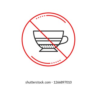 No or stop sign. Mocha coffee icon. Hot drink sign. Beverage symbol. Caution prohibited ban stop symbol. No  icon design.  Vector