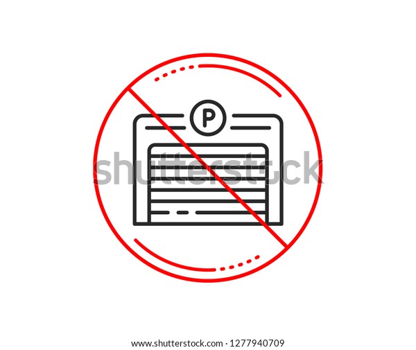 No Stop Sign Parking Garage Line Stock Vector Royalty Free