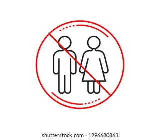 No or stop sign. Restroom line icon. WC toilet sign. Public lavatory symbol. Caution prohibited ban stop symbol. No  icon design.  Vector