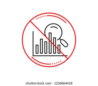 No or stop sign. Search line icon. Audit analysis sign. Magnify glass. Caution prohibited ban stop symbol. No  icon design.  Vector