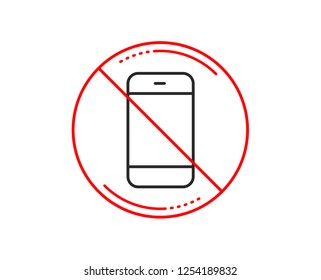 No or stop sign. Smartphone icon. Cellphone or Phone sign. Ð¡ommunication Mobile device symbol. Caution prohibited ban stop symbol. No  icon design.  Vector