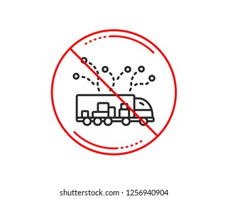 No or stop sign. Truck transport line icon. Transportation vehicle sign. Delivery logistics symbol. Caution prohibited ban stop symbol. No  icon design.  Vector