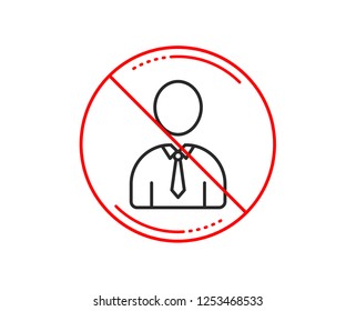 No or stop sign. User line icon. Profile Avatar sign. Businessman Person silhouette symbol. Caution prohibited ban stop symbol. No  icon design.  Vector