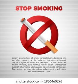 no and stop smoking with 3D realistic cigarette sign