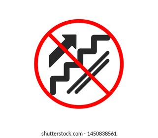 No or Stop. Stairs icon. Shopping stairway sign. Entrance or Exit symbol. Prohibited ban stop symbol. No stairs icon. Vector