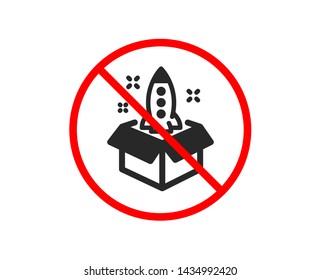 No or Stop. Startup icon. Launch Project sign. Out of the box symbol. Prohibited ban stop symbol. No startup icon. Vector